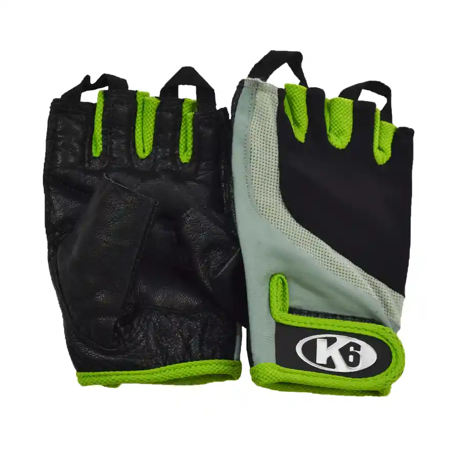 K6 Guantes Para Gimnasio De Cuero Fitness Maxcare Verde Talla M