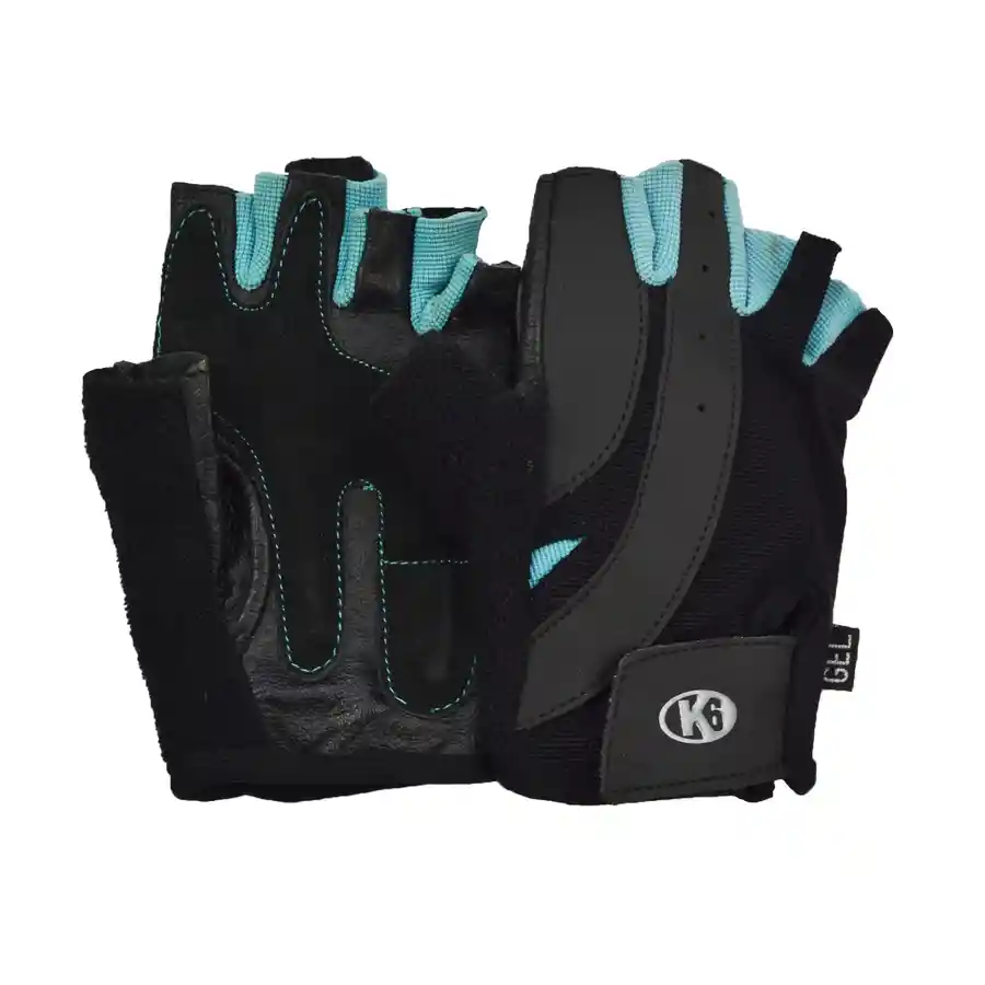 K6 Guantes Para Gimnasio De Cuero Fitness Energetic Azul Talla M