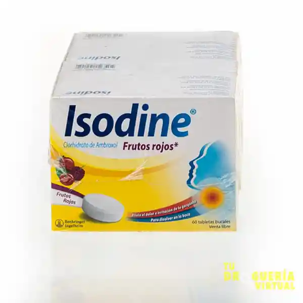 Isodine Caja 60 Tabletas Sabor Frutos Rojos