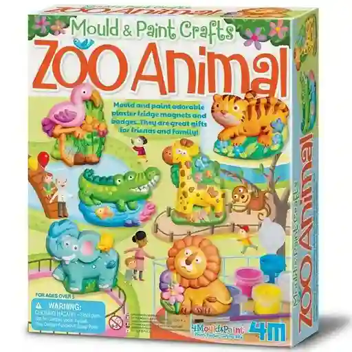 4M Juguete Mould & Paint Zoo Animals Moldea y Pinta