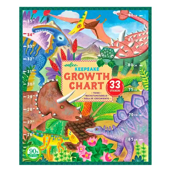 Eeboo Juguete Grow Like a Dinosaur Growth Chart Tabla