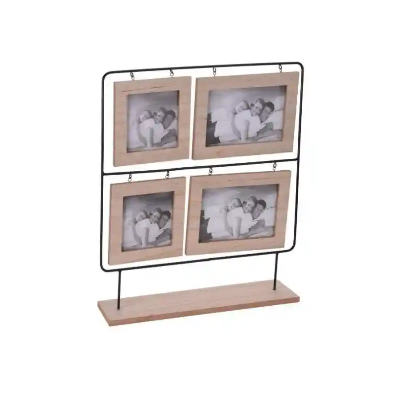 4 Photoframes. Cuerpo de Metal y Marcos de Madera. Sku 8719202918090