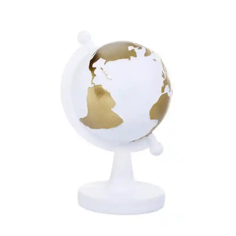 Globo Terráqueo Color Blanco Con Dorado. Sku 7450112066679