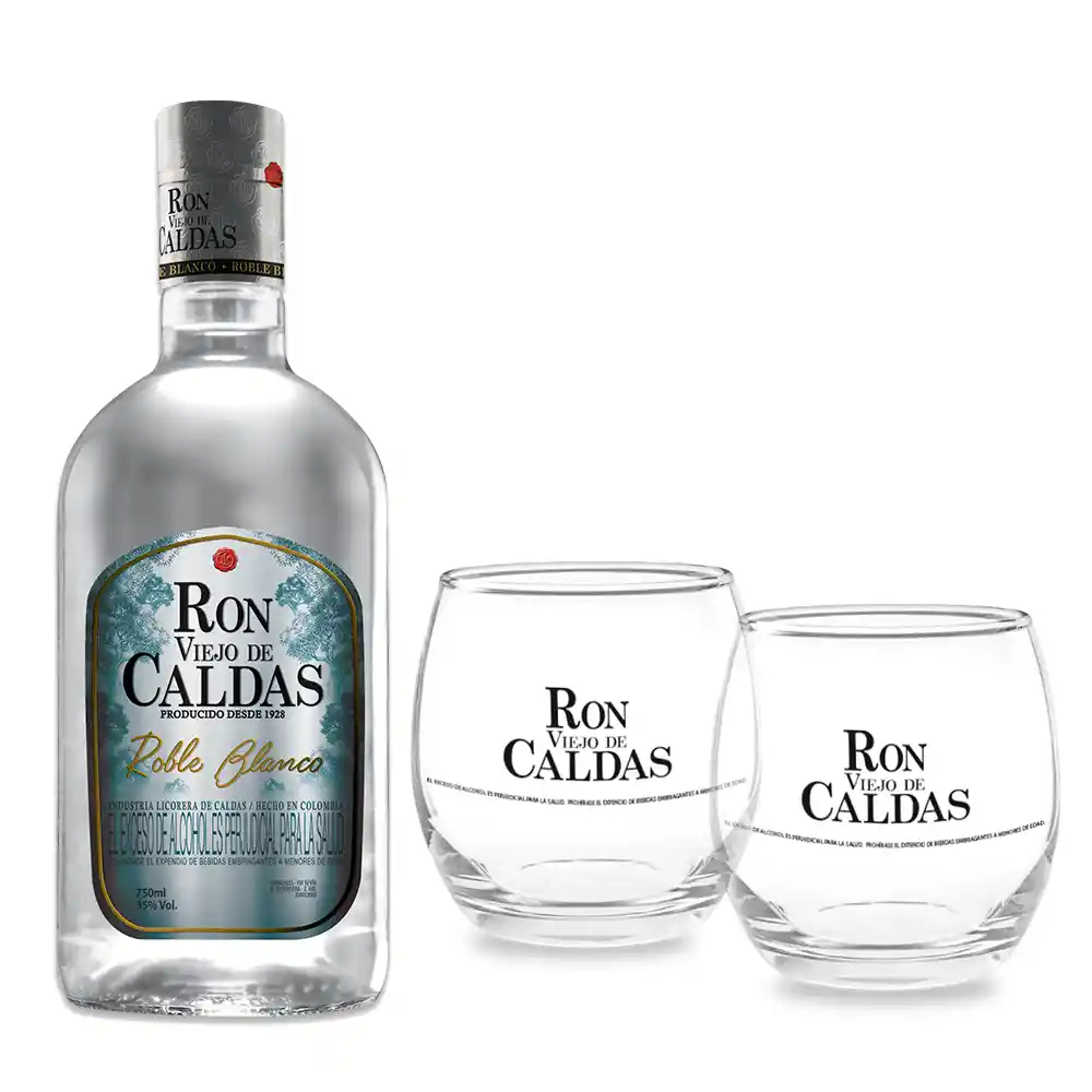 Ron Viejo Caldas Roble Blanco 12 + Vasos