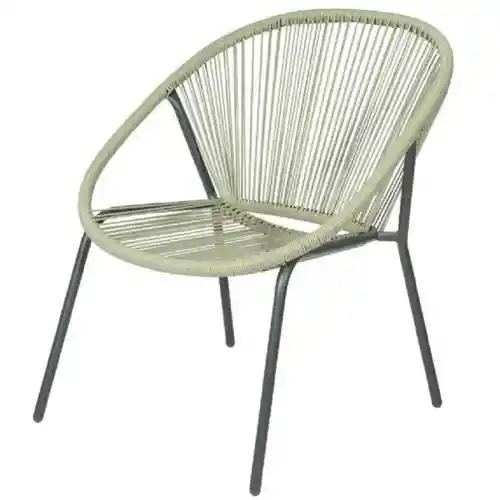 Silla de Exterior Apilable. Cuerpo Metálico Negro y Silla de Alambres. Color Verde. - Fd4100100. Sku 8719202982015