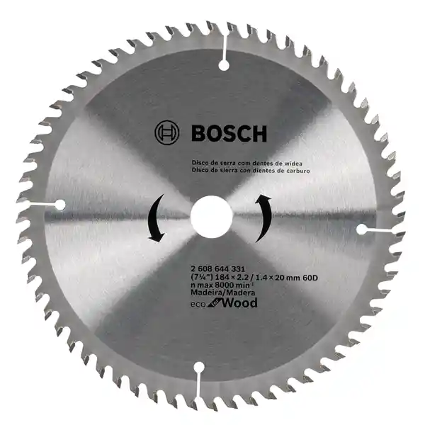 Bosch Hoja de Sierra Circular Ecoline 7 1/4'' 184 Mm 60 Dientes