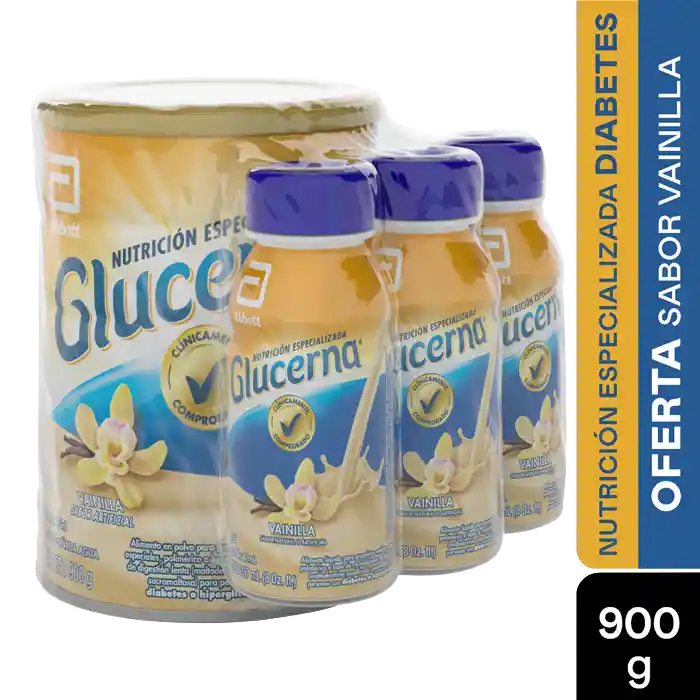 Oferta Glucerna Vainilla 900 G lleva 3 Liquido Sin Costo