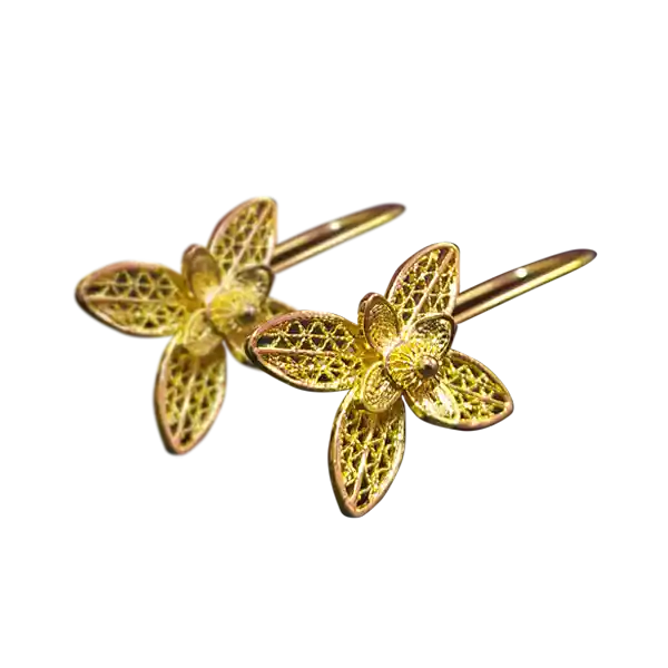 Otero Joyas Aretes Largo Sistema Gancho Tejido en Filigrana