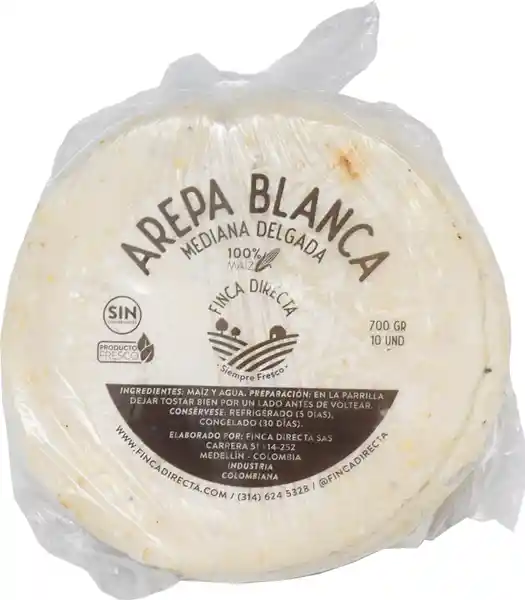 Arepa Blanca Mediana Delgada