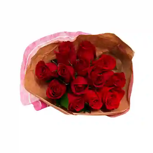 Entre Flores Arreglo Floral Bouquet de 12 Rosas Rojas