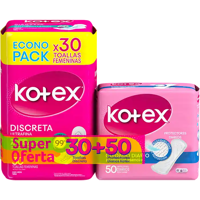 Kotex Toallas Higiénicas Antibacterial + Protectores