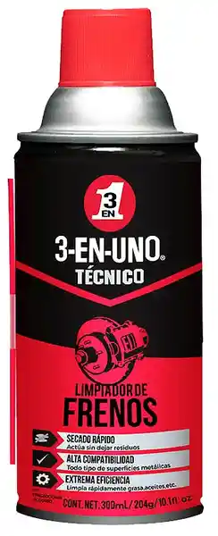 3-En-Uno Limpiador de Frenos 300 mL