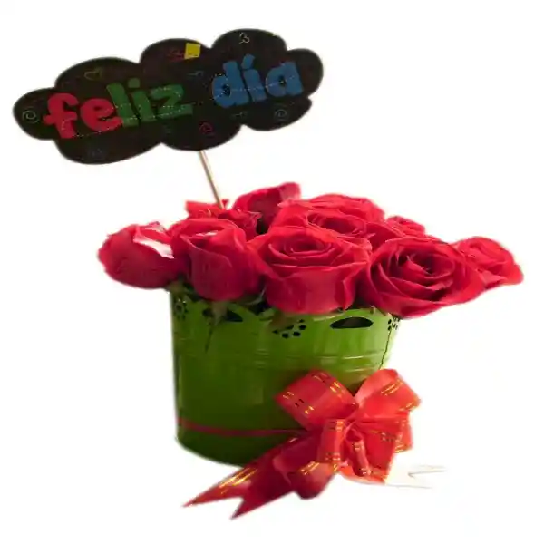 Petalos De Rosa Arreglo Floral Balde En Rosas Y Tarjeta