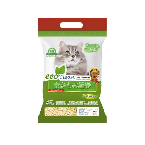 Eco Clean Arena Tofu Greeen Tea Cascarilla de Soya 6 Lb