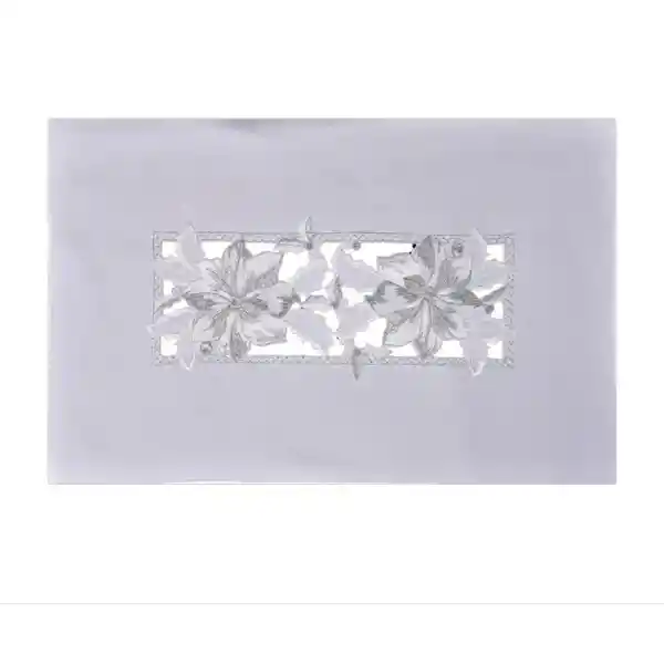 Individual Rectangular Bordado. Dimensiones: 45 x 30  cm. Color: Blanco. Marca: Santini. Sku 7450112329866