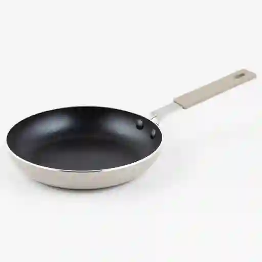 Sartén Elaborado en Aluminio Con Recubrimiento en Antiadherente. Tiene Mango Lateral Con Bakelita. Forma Circular 16  cm. Apto Para el Contacto Con Alimentos. Superficie Lisa. Contraste Brillante. Color Gris. Sku 202657