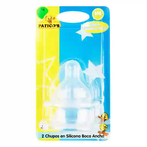Chupo Paticos Boca Ancha Silicona x 2 Ud