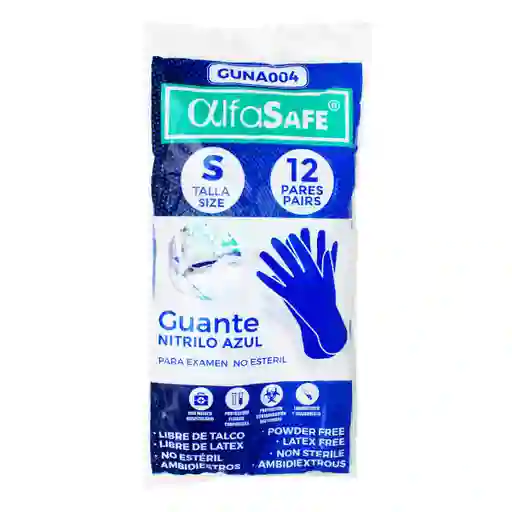 Alfa Safe Guantes De Nitrilo Azul Talla S