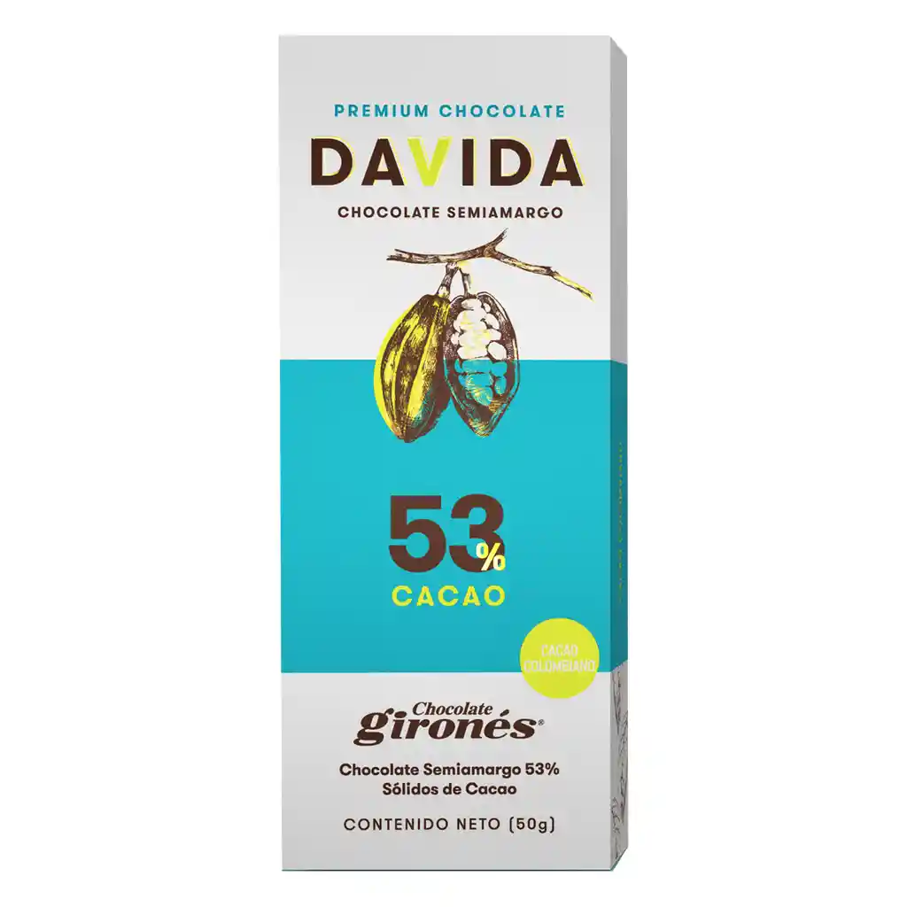 Davida Chocolate Semiamargo 53 Cacao X 5