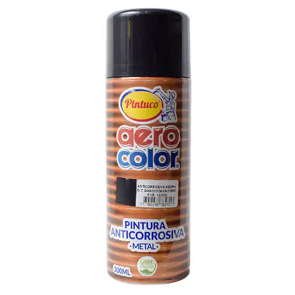 Aerocolor Pintura Anticorrosivo Negro 300 mL (12)