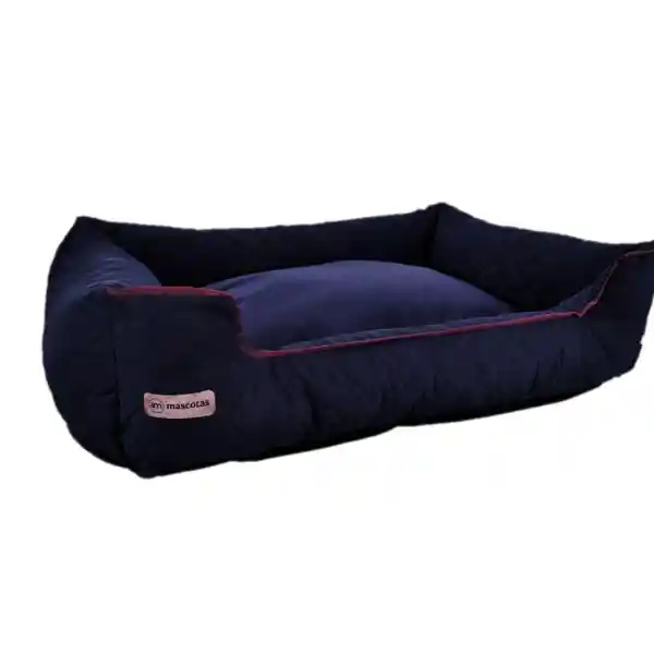 Cama Para Perros Mediana Lavable Acolchada Color Azul Oscuro