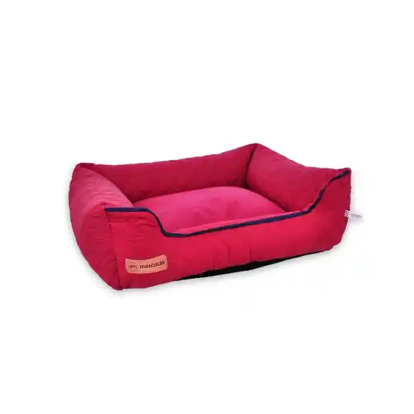 Cama Para Perros Mediana Lavable Acolchada De Lujo Vinotinto