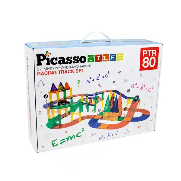 Picasso Tiles Pista de Carreras + 2 Coches Led PTR80