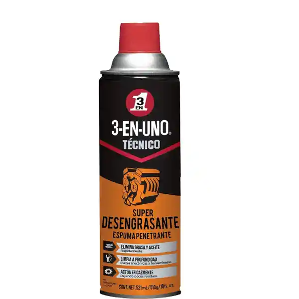 3-En-Uno Super Desengrasante Espuma Técnico 521 mL