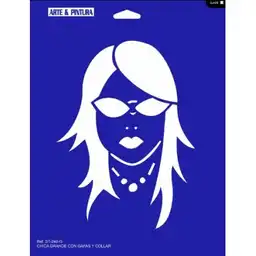 Stencil Chica Con Gafas y Collar