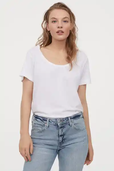 H&M Camiseta Lira Slub Tee Blanco