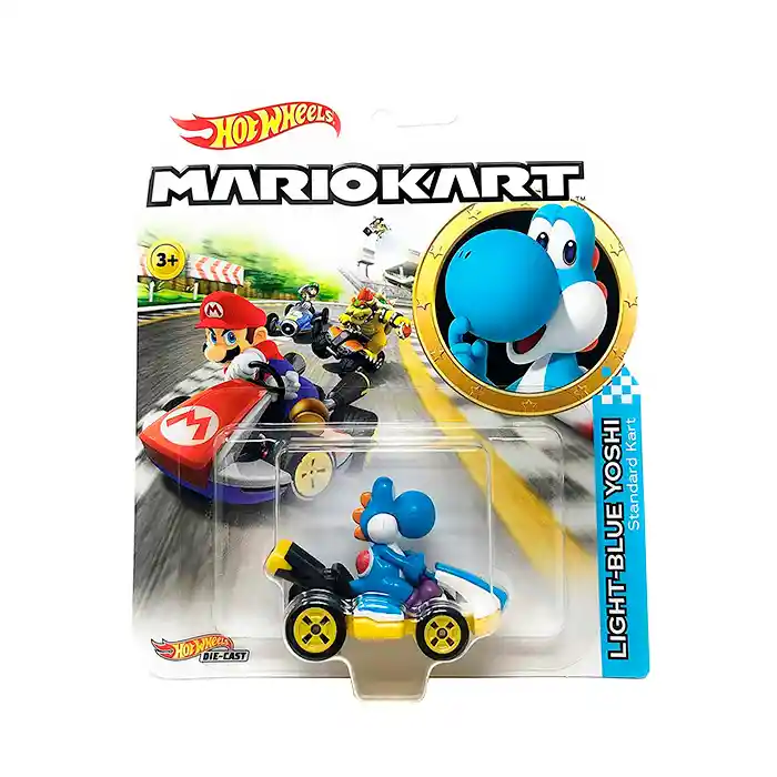 Hot Wheels Carro Mario Kart Light - Blue Yoshi