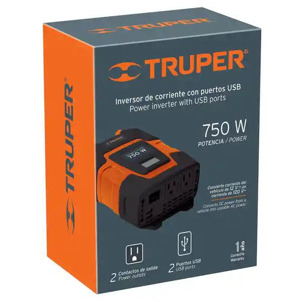 Truper Inversor Corriente 750W Con Puerto Usb