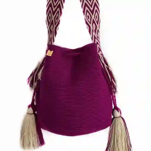 Mochila Bolso Wayuu Grande Unicolor Uva Mgu002