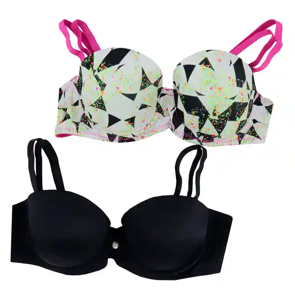 Lili Pink Pack de Brasier Negro Estampado Talla 34B