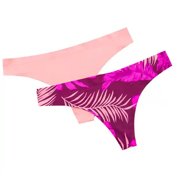 Lili Pink Pack Panty Print Hojas Salmón