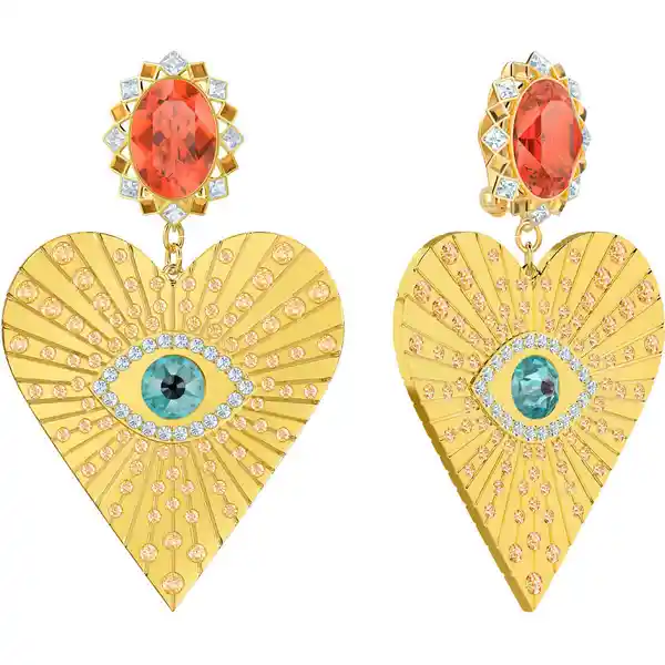 Swarovski Aretes Lucky Goddess Drop Heart Gold