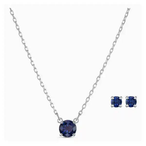 Swarovski Set Attract Round Rhodium Anni Silver Blue