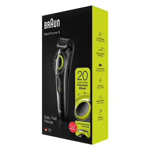 Braun Mas Afilado. Mas Rapido. Mas Eficiente Frente A Todas Las Generaciones Anteriores De Recortadores De Barbaesfera De Precision Para 20 Ajustes De Longitud En Tamanos De Paso De 0.020 In Para Una
