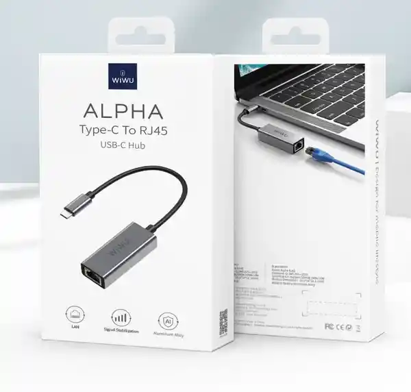 WiWU Adaptador Hub de Cable de Red de Tipo C a Lan - Alpha Rj45