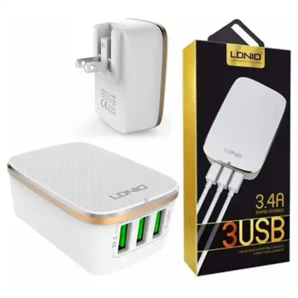 Ldnio Cargador de Celular 3 Puertos USB 3.4A Carga Rápida