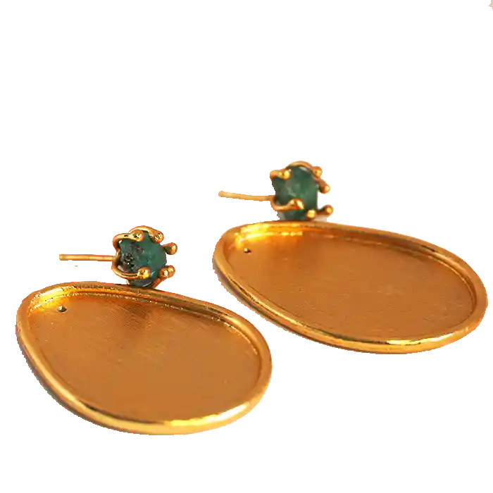 Hadasa Emerald Aretes Tapas Doradas