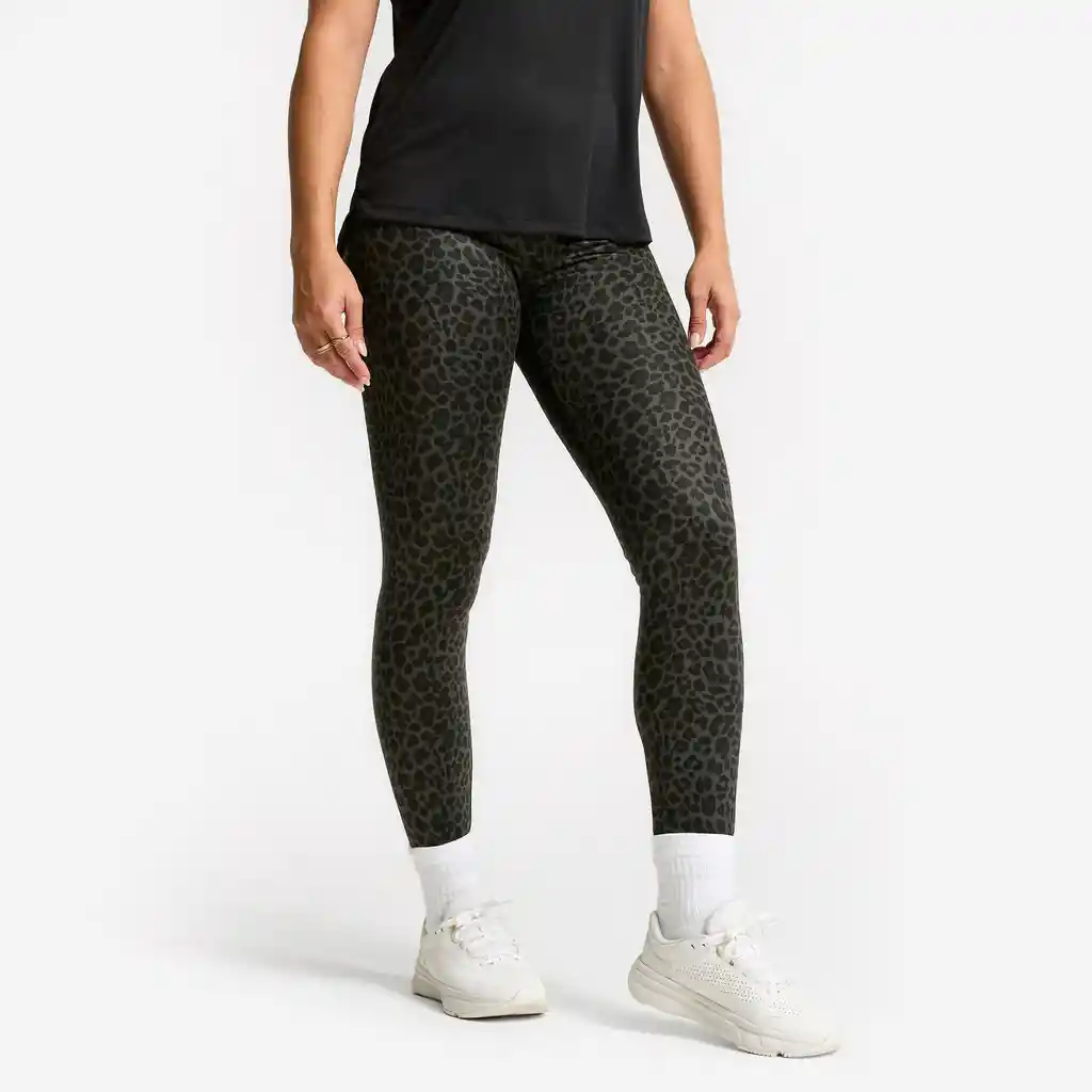 Leggings Fitness Mujer Tiro Alto Gris Estampado