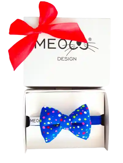 Meow Design Corbatín Azul Puntos de Colores