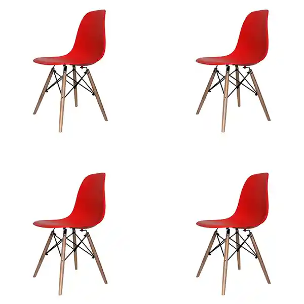 Ekonomodo Set de Sillas Eames Eiffel Adulto Rojo