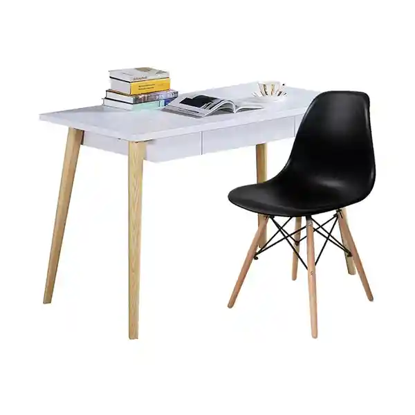 Ekonomodo Escritorio Moderno White Redondo + Silla Negra Eames