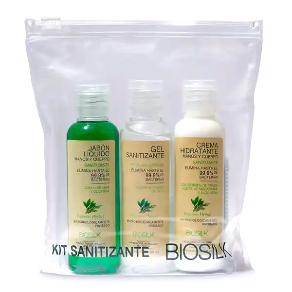 Biosilk Kit Sanitizante Jabón Líquido + Gel + Crema Hidratante