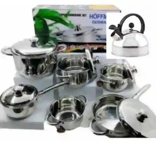 Bateria Ollas Hoffman 13 Piezas Acero Quirurgico