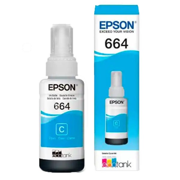 Botella De Tinta Epson T664 Cyan Original