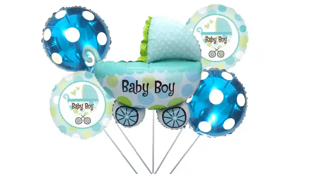 GLOBOS ABY SHOWER NIÑO PAQUETE 5 PIEZAS