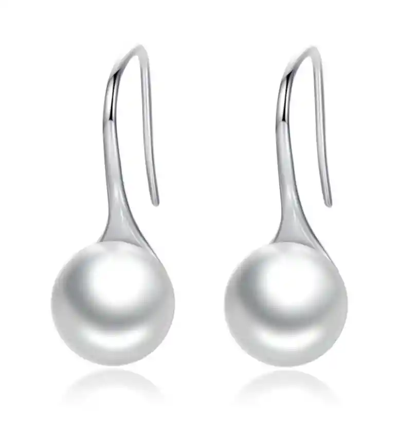 Aretes Elegantes Para Mujer Perla Fabricados En Plata 925